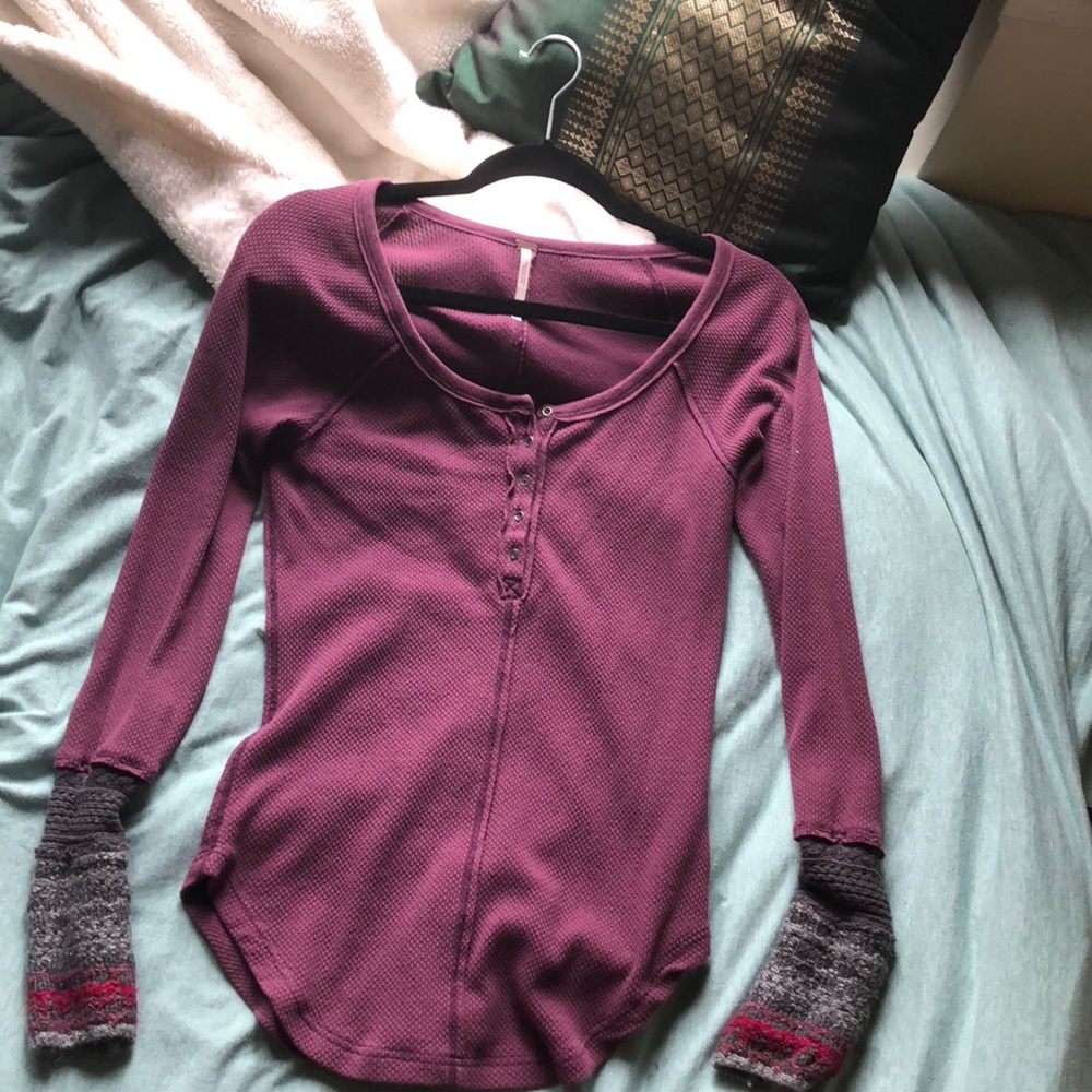 Maroon Free People Thermal Top